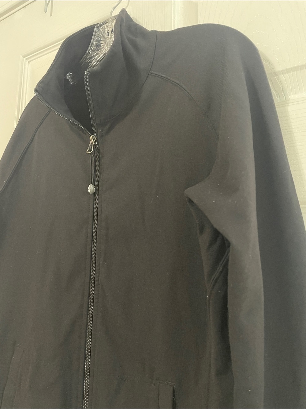 Tuff Athletics Size Large Black Mock Neck Zip Up Jacket Thumb Holes Pockets - Picture 7 of 14